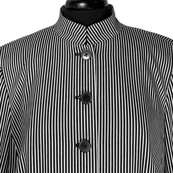 Chaps Ralph Lauren Women’s Blazer 18W Black White Striped Preppy Career Jacket - Picture 4 of 8